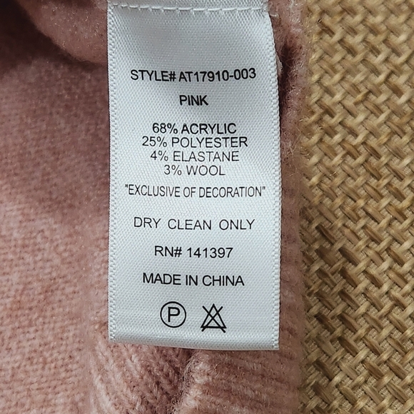 ASTR The Label Women's Faux Pearl & Rhinestones Embellished Cardigan Pink XL EUC - Picture 7 of 7